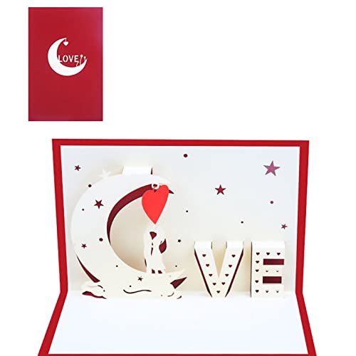 3D For Cards Moon Love Valentines Day Card Anniversary Birthday Gifts Postcard Wedding Invitations Greeting Cards von MISUVRSE