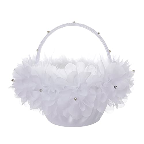 Blumenkorb Geeignet Für Hochzeitszeremonie Jubiläum Süße Kleine Weiße Mädchen Körbe Spitze Blumen Eingangskorb Für Hochzeitszeremonie von MISUVRSE