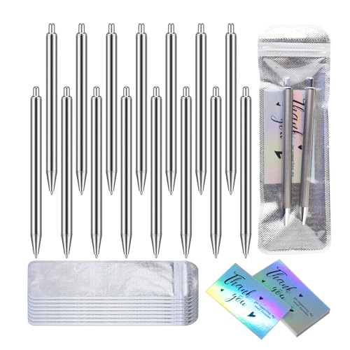 MISUVRSE 15 Pcs Edelstahl Kugelschreiber Mit Dankeskarten Und Selbstversiegelte Taschen Einziehbarer Kugelschreiber Stift Signaturstift MISUVRSE 15 Pcs Edelstahl Kugelschreiber Mit Dankeskarten Und Selbstversiegelte Taschen Einziehbarer Kugelschreiber Stift Signaturstift von MISUVRSE