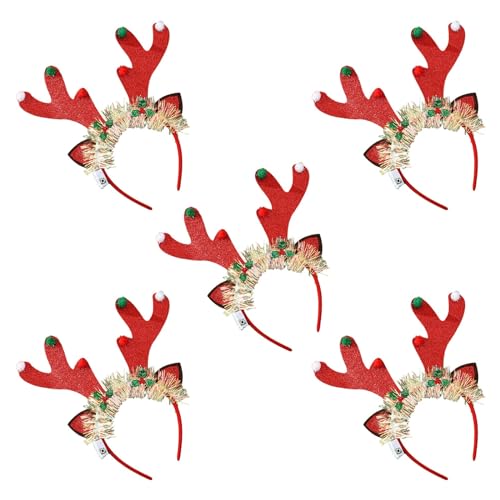 MISUVRSE 5 x Weihnachts-Stirnband mit LED-Lichtern, Schneeflocke, leuchtendes Haarband 2024, Urlaubsdekoration für Mädchen und Frauen, Neujahr von MISUVRSE