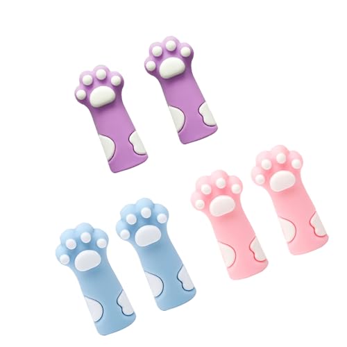 MISUVRSE 6 Stück Cartoon-Katzen-Krallenstiftkappen, Bleistiftspitzenschutz, für Kinder, Studenten, Silikon-Stiftschutz von MISUVRSE