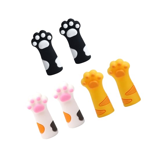 MISUVRSE 6 Stück Cartoon-Katzen-Krallenstiftkappen, Bleistiftspitzenschutz, für Kinder, Studenten, Silikon-Stiftschutz von MISUVRSE