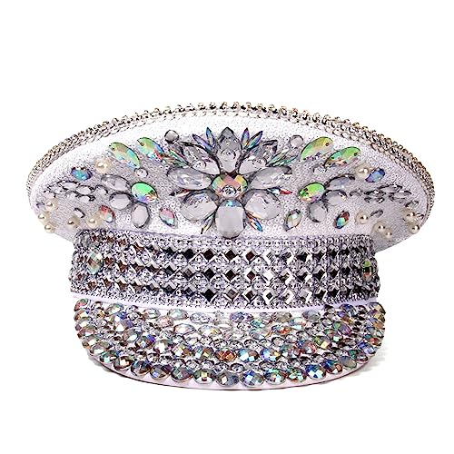MISUVRSE Bejeweled Kapitän Hut Kristalle Matrosenhut für Disco Haus Cocktail Partys Urlaub funkelnde Kristalle für Braut MISUVRSE Bejeweled Kapitän Hut Kristalle Matrosenhut für Disco Haus Cocktail Partys Urlaub funkelnde Kristalle für Braut von MISUVRSE