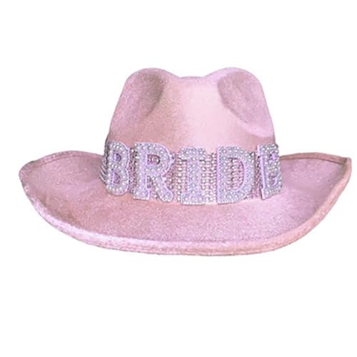 MISUVRSE Cowgirl-Hut mit schimmernden Strasssteinen für Junggesellinnenabschied, ultra-blinkende Strasssteine, Western-Cowgirl-Hut für Braut, Braut, Hüte für Junggesellinnenabschied von MISUVRSE