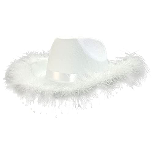 MISUVRSE Eleganter Cowgirl-Hut für Brautparty, weißer Cowgirl-Hut, breite Krempe, glitzernde Strass-Quasten MISUVRSE Eleganter Cowgirl-Hut für Brautparty, weißer Cowgirl-Hut, breite Krempe, glitzernde Strass-Quasten von MISUVRSE