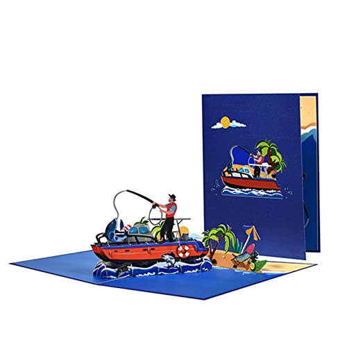 MISUVRSE Fischereipop Up Karte Mit Umschlag 3D Vaters Day Card Geburtstag Rentenkarte Für Bootsfahrer Ehemann Sohn Sohn von MISUVRSE