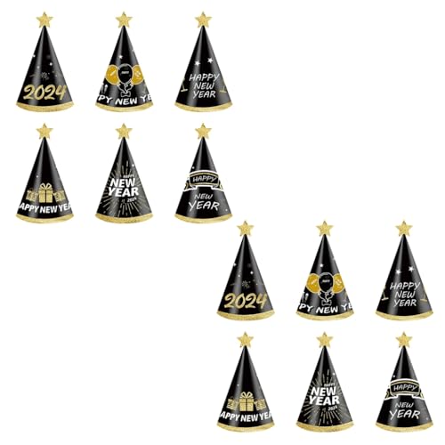 MISUVRSE Neujahrskostüm-Zubehör, Set mit 12 3D-Papiergläsern/Spitzhut für Karneval, Party, Fotostudio-Dekorationen von MISUVRSE