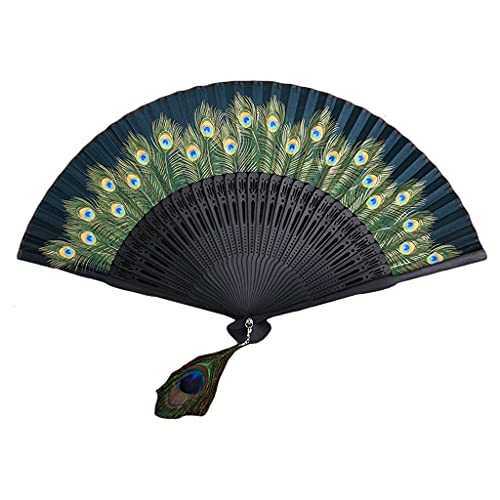 Mustered Handfans Chinesischen Stil Vintage Silky Handheld Folding Lüfter Bambus Geschnitztem Rahmen Tanzlüfter von MISUVRSE