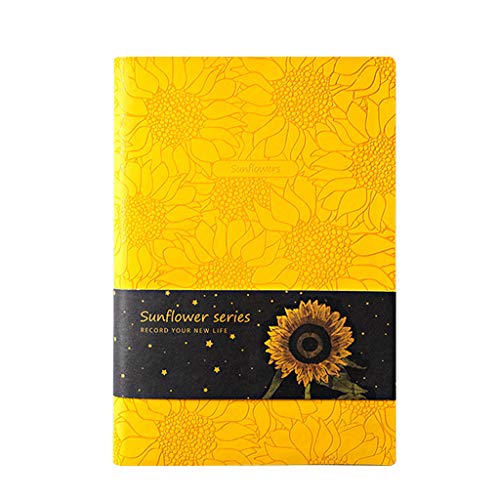 Notizbuch aus PU-Leder, Sonnenblumen-Motiv, Wochenplaner, Notizblock, Schule, Bürobedarf, Schreibwaren, Notizbücher, A4 von MISUVRSE