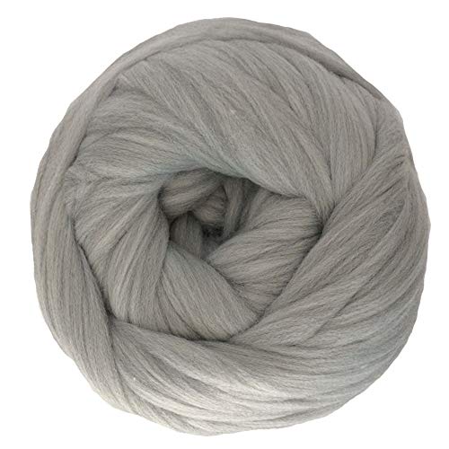 Häkelgarn,Grobes Garn 1000g 2.2LB / Kugel Super Chunky Garn sperrige Roving-Garn Hand Arm Strick-Wurf-Decke Home Wand dekoratives(Light grey) von MITINGER