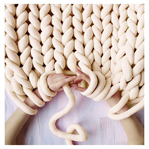 Häkelgarn,Grobes Garn 1000g super dickes klobiges Garn DIY sperrige Arm-Roving-Strickdecke Hand Strick-Spin-Garn-DIY-Decke 60m(Beige) von MITINGER