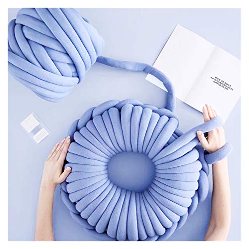 Häkelgarn,Grobes Garn 1kg dickes super sperriges klobiges Garn für Hand stricken Häkeln weiche große Baumwolle-DIY-Armstrick-Roving-Spinngarn für Decke(Blue 1KG) von MITINGER