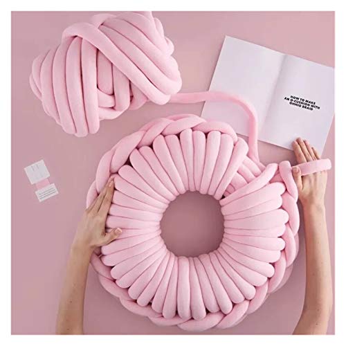 Häkelgarn,Grobes Garn 1kg dickes super sperriges klobiges Garn für Hand stricken Häkeln weiche große Baumwolle-DIY-Armstrick-Roving-Spinngarn für Decke(Pink 0.25KG) von MITINGER
