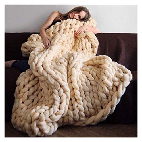 Häkelgarn,Grobes Garn 250g / pcs Handgewebt Dicke Gewinde gestrickte Decke gemischt Anti-Pilling Super weich für Bettdecke(Beige) von MITINGER