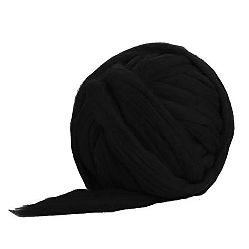 Häkelgarn,Grobes Garn 250g / pcs Handgewebt Dicke Gewinde gestrickte Decke gemischt Anti-Pilling Super weich für Bettdecke(Black) von MITINGER