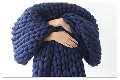 Häkelgarn,Grobes Garn 250g / pcs Handgewebt Dicke Gewinde gestrickte Decke gemischt Anti-Pilling Super weich für Bettdecke(Dark Blue) von MITINGER