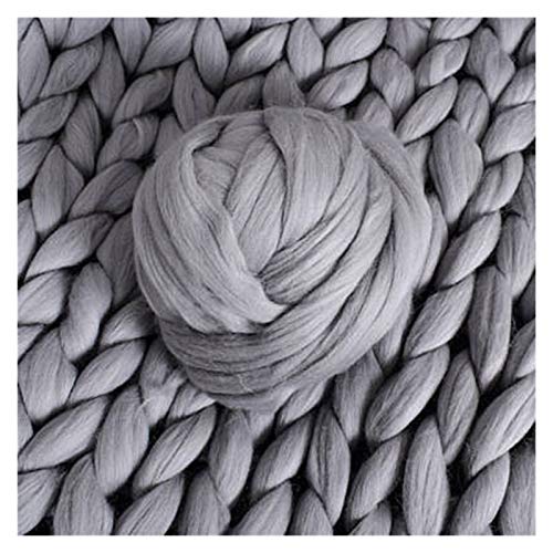 Häkelgarn,Grobes Garn 250g / pcs Handgewebt Dicke Gewinde gestrickte Decke gemischt Anti-Pilling Super weich für Bettdecke(Light grey) von MITINGER