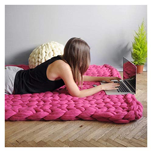 Häkelgarn,Grobes Garn 250g / pcs Handgewebt Dicke Gewinde gestrickte Decke gemischt Anti-Pilling Super weich für Bettdecke(Rose red) von MITINGER