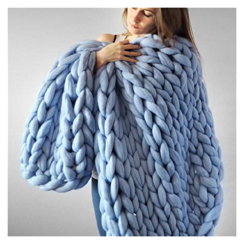 Häkelgarn,Grobes Garn 250g / pcs Handgewebt Dicke Gewinde gestrickte Decke gemischt Anti-Pilling Super weich für Bettdecke(Sky blue) von MITINGER