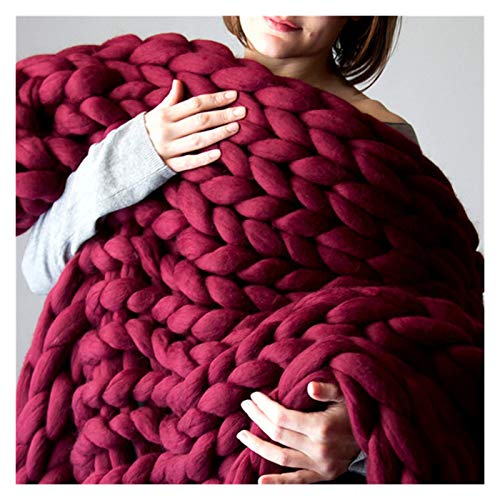 Häkelgarn,Grobes Garn 250g / pcs Handgewebt Dicke Gewinde gestrickte Decke gemischt Anti-Pilling Super weich für Bettdecke(Wine red) von MITINGER