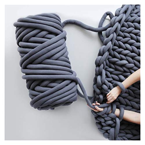 Häkelgarn,Grobes Garn 250g klobige Strickdecke Garn Baumwollgeflechtrohr Super Chunky Sperrkolumiger Arm Strick Alternative Garn(Dark grey) von MITINGER