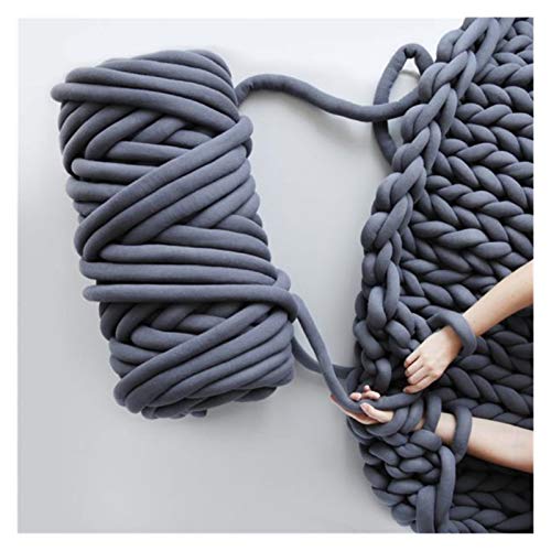 Häkelgarn,Grobes Garn 250g klobige Strickdecke Garn Baumwollgeflechtrohr Super Chunky Sperrkolumiger Arm Strick Alternative Garn(Dark grey) von MITINGER