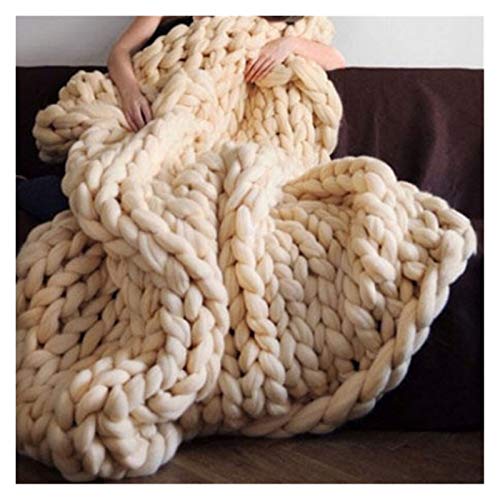 Häkelgarn,Grobes Garn 250g super weiche Garne DIY sperriger Arm Roving Strickdecke Grobhand Strick Spinning Häkeln Nähgarn(Beige) von MITINGER