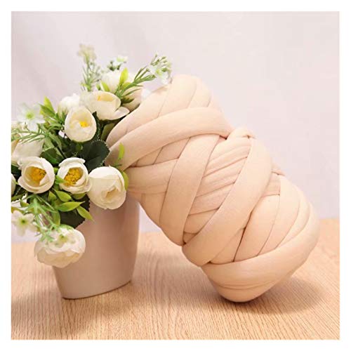 Häkelgarn,Grobes Garn 250g ultra-grober Füllkern-Baumwolle Handgewebe DIY-Decke-Haustierbett-Grobgarn(Beige) von MITINGER