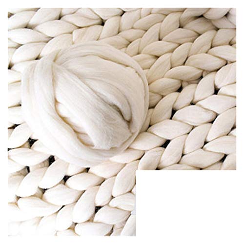 Häkelgarn,Grobes Garn 500g DIY Stricken Chunky Roving Garn super weiche große Garnarm Strickendecke Hand Strick Häkeln Hutschal(White) von MITINGER