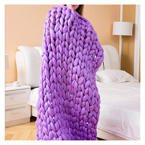Häkelgarn,Grobes Garn 500g Garn DIY sperrige Arm-Roving-Strick-Decke dicke klobige Garn handgestrickte Häkeln-Hut-Schal-Nähgarn(Purple) von MITINGER