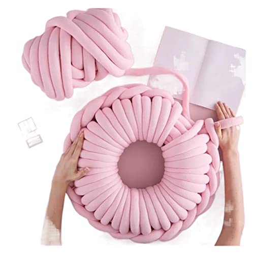 Häkelgarn,Grobes Garn 500g super dicke klobige Garn Baumwollrohrgarn Alternative DIY sperrige Arm Strick-Decke Hand Strick-Spin-Garn(Pink) von MITINGER