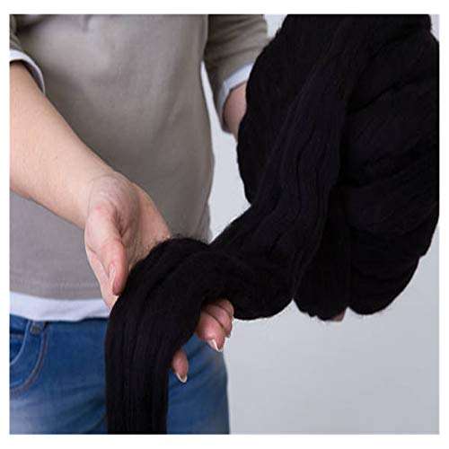 Häkelgarn,Grobes Garn Dicke klobige Garn weiche Garn DIY sperrige Arm-Roving-Strick-Decke Hand Strick-Spinning-Häkeln-Hutschal(Black 1000g) von MITINGER