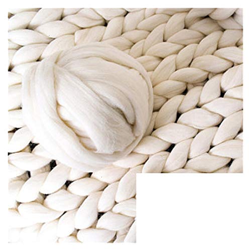 Häkelgarn,Grobes Garn Dicke klobige Garn weiche Garn DIY sperrige Arm-Roving-Strick-Decke Hand Strick-Spinning-Häkeln-Hutschal(White 1000g) von MITINGER