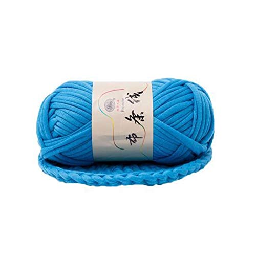 Häkelgarn,Grobes Garn Handstrickgewebt Gewinde Dicke Korbdecke Decke Teppiche Garn Gemütliche Baumwolle Wollstricken Geflochtene DIY Häkeln Fancy Tuch(Lake Blue) von MITINGER