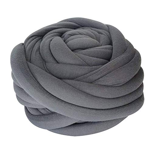 Häkelgarn,Grobes Garn Super Chunky Garn Waschbare Hand Strickgarn Decke Garn Baumwollrohrgarn Alternative Haustierfreundlich 250g(Dark grey 250g) von MITINGER