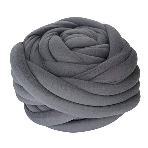 Häkelgarn,Grobes Garn Super Chunky Garn Waschbare Hand Strickgarn Decke Garn Baumwollrohrgarn Alternative Haustierfreundlich 250g(Dark grey 250g) von MITINGER