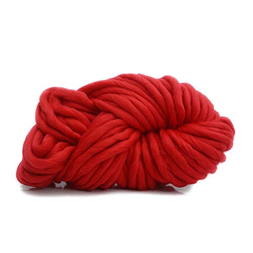 Häkelgarn,Grobes Garn Super chunky Garn Mischte Arm Stricken Decke Garn sperrige Roving for Hand stricken Häkeln Decken Hüte Pullover Teppiche(Red) von MITINGER