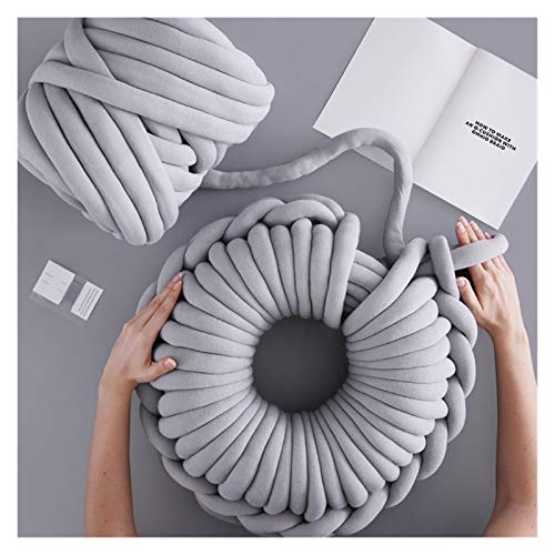 Häkelgarn,Grobes Garn Super dickes handgemachtes Bett Anti-Collision-Teppich-DIY(Light gray 2.5cm) von MITINGER