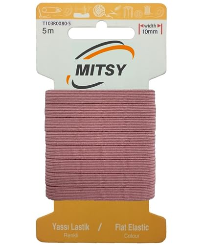 MITSY Reißfeste Gummiband Gummibänder zum Nähen Breit 10 mm 5 m Roza Stark Gummilitze für Hosengummi Haushalt DIY Handwerk Stoffe zum Nahen von MITSY