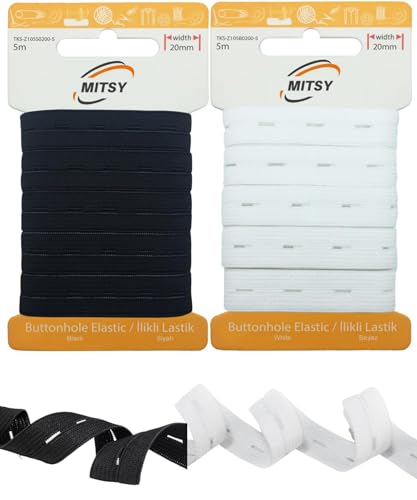 MITSY Reißfeste Knopfloch Elastische Gummiband Spule zum Nähen Breit 20 mm 10 m Schwarz - Weiß Set Stark Knopflochgummiband für Lochgummi Haushalt DIY Handwerk Stoffe (5 Meter Schwarz - 5 Meter Weiß) MITSY Reißfeste Knopfloch Elastische Gummiband Spule zum Nähen Breit 20 mm 10 m Schwarz - Weiß Set Stark Knopflochgummiband für Lochgummi Haushalt DIY Handwerk Stoffe (5 Meter Schwarz - 5 Meter Weiß) von MITSY