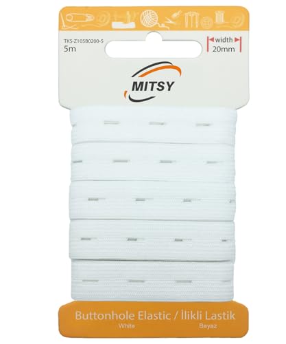 MITSY Reißfeste Knopfloch Elastische Gummiband Spule zum Nähen Breit 20 mm 5 m Weiß Stark Knopflochgummiband für Lochgummi Haushalt DIY Handwerk Stoffe zum Nahen MITSY Reißfeste Knopfloch Elastische Gummiband Spule zum Nähen Breit 20 mm 5 m Weiß Stark Knopflochgummiband für Lochgummi Haushalt DIY Handwerk Stoffe zum Nahen von MITSY