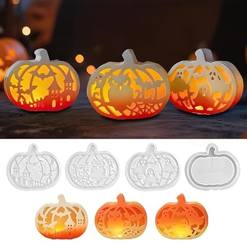 Silikonformen Gießformen Halloween Kürbis, 4 Stück Silikonform Kürbis Geist Gießformen Helloween Silikon, Silikonform Herbst, Gipsformen zum Gießen für DIY Herbst Halloween Deko Silikonformen Gießformen Halloween Kürbis, 4 Stück Silikonform Kürbis Geist Gießformen Helloween Silikon, Silikonform Herbst, Gipsformen zum Gießen für DIY Herbst Halloween Deko von MITTRICH
