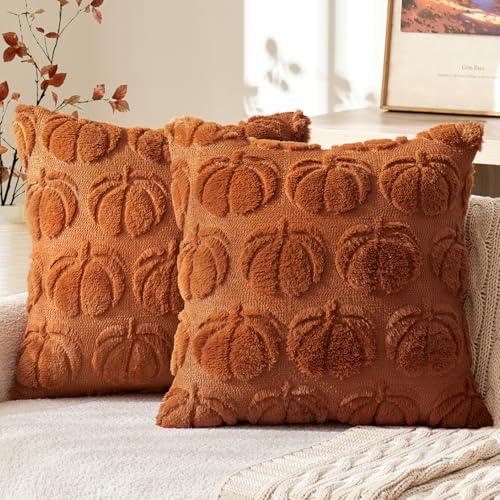 MIULEE 2er Set Kissenbezug Herbst Dekokissen Kissenhülle Sofakissen Wolle kürbis Couchkissen kuschelkissen Halloween Dunkelkaramell 45x45CM MIULEE 2er Set Kissenbezug Herbst Dekokissen Kissenhülle Sofakissen Wolle kürbis Couchkissen kuschelkissen Halloween Dunkelkaramell 45x45CM von MIULEE