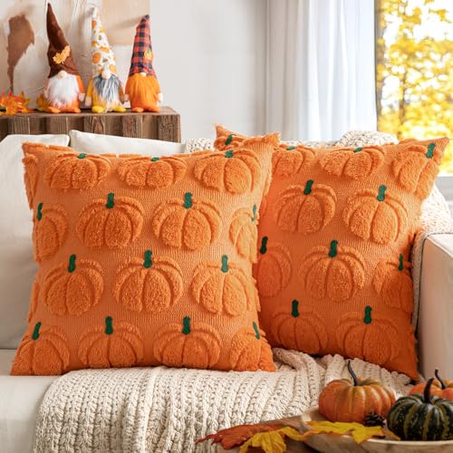 MIULEE 2er Set Kissenbezug Herbst Dekokissen Kissenhülle Sofakissen Wolle kürbis Couchkissen kuschelkissen Halloween Orange Grüner Stiel 45x45CM MIULEE 2er Set Kissenbezug Herbst Dekokissen Kissenhülle Sofakissen Wolle kürbis Couchkissen kuschelkissen Halloween Orange Grüner Stiel 45x45CM von MIULEE