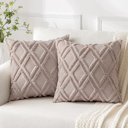 MIULEE 2er Set Kissenbezug Zierkissen Wolle Kissenbezüge Samt Fellkissen Boho Deko Kissen Flauschig Sofakissen Dekokissen für Sofa Schlafzimmer Wohnzimmer 45x45 cm Sand von MIULEE