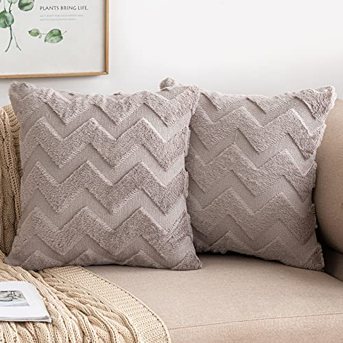 MIULEE 2er Set Wolle Kissenbezüge Dekokissen Polyester Sofakissen Weich Couchkissen Kissenbezug Zierkissenbezug mit Verstecktem Reißverschluss für Wohnzimmer Schlafzimmer 40x40 cm Sandfarbe von MIULEE