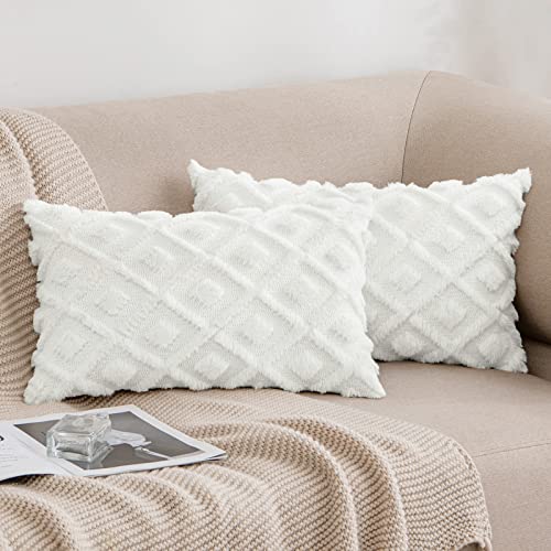 MIULEE Kissenbezüge 2er Set Wolle Sofakissen Sanft Dekokissen Weich Kissenbezug Couchkissen Dekorativ Zierkissenbezug für Sofa Bett Wohnzimmer Schlafzimmer 30x50 cm Weiß von MIULEE
