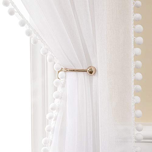 MIULEE Gardinen mit Pompons-Hübsche Weiss Pompon Vorhänge für Kinderzimmer Mädchen, Mädchenzimmer, Transparent Gardinen mit Ösen, Schlafzimmer Wohnzimmer Vorhang mit Bommeln, 2X H 225 X B 140cm MIULEE Gardinen mit Pompons-Hübsche Weiss Pompon Vorhänge für Kinderzimmer Mädchen, Mädchenzimmer, Transparent Gardinen mit Ösen, Schlafzimmer Wohnzimmer Vorhang mit Bommeln, 2X H 225 X B 140cm von MIULEE