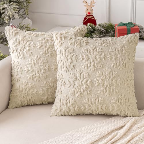 MIULEE Weihnachten Kissenbezug Weihnachtstag 2er Set Kurz Wolle und Samt Kissenbezüge Deko Luxuriöses Winter Zierkissenbezug für Sofa Schlafzimmer Wohnzimmer, Runde Schneeflocken, Beige, 45x45cm MIULEE Weihnachten Kissenbezug Weihnachtstag 2er Set Kurz Wolle und Samt Kissenbezüge Deko Luxuriöses Winter Zierkissenbezug für Sofa Schlafzimmer Wohnzimmer, Runde Schneeflocken, Beige, 45x45cm von MIULEE