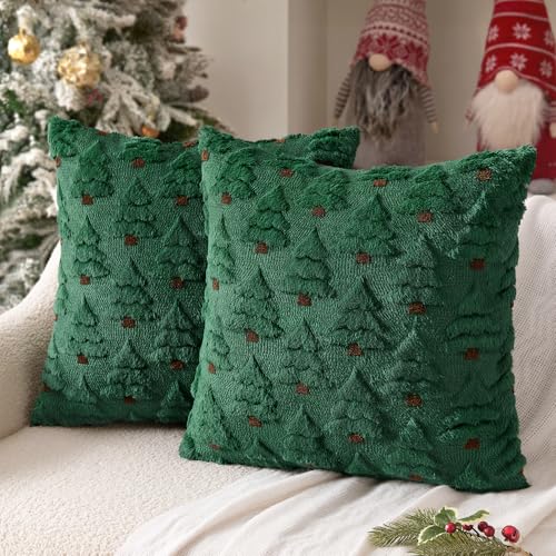 MIULEE Weihnachten Kissenbezug 2er Set Kurz Wolle und Samt Kissenbezüge Weihnachtseko Luxuriöses Winter Zierkissenbezug für Sofa Schlafzimmer Wohnzimmer, Weihnachtsbaum, Dunkelgrün, 40x40cm MIULEE Weihnachten Kissenbezug 2er Set Kurz Wolle und Samt Kissenbezüge Weihnachtseko Luxuriöses Winter Zierkissenbezug für Sofa Schlafzimmer Wohnzimmer, Weihnachtsbaum, Dunkelgrün, 40x40cm von MIULEE
